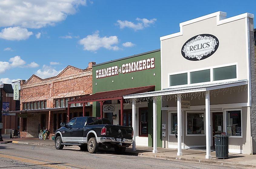 Rustic shops in the town of Bastrop, Texas. 