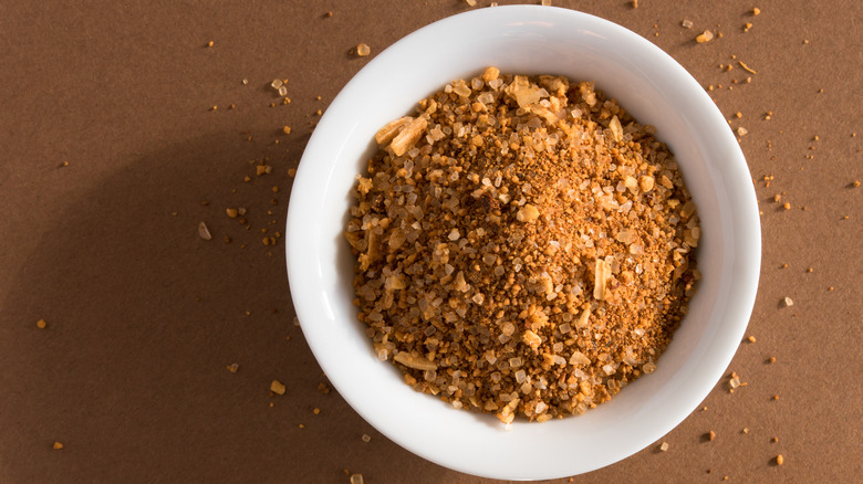 Steak seasoning in white bowl