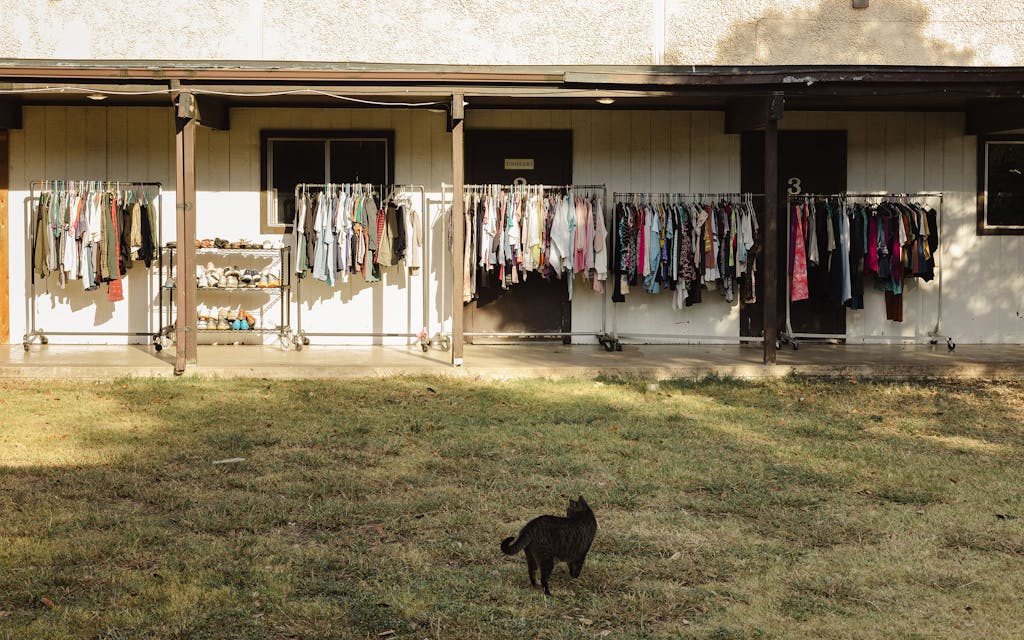 Clothing donations ready to be distributed to clients. 