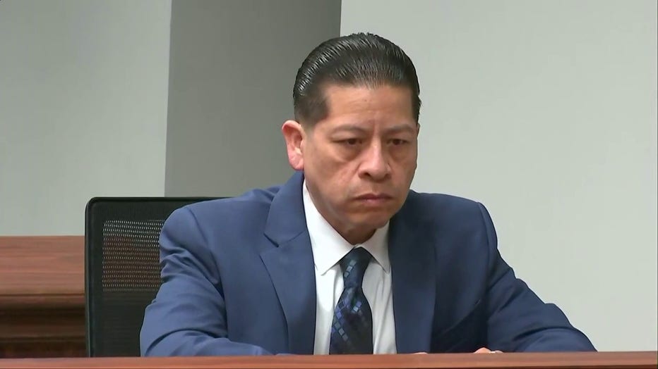 Adrian Gonzales listens to proceedings at his trial in Corpus Christi, Texas, on Jan. 7, 2025.