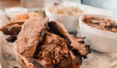 Lean smoked brisket at Crossbuck BBQ.