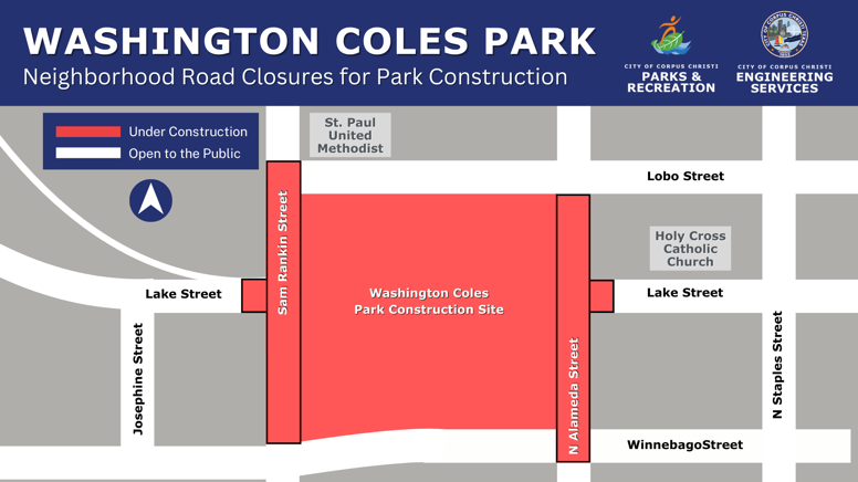 Map showing closures near the park.