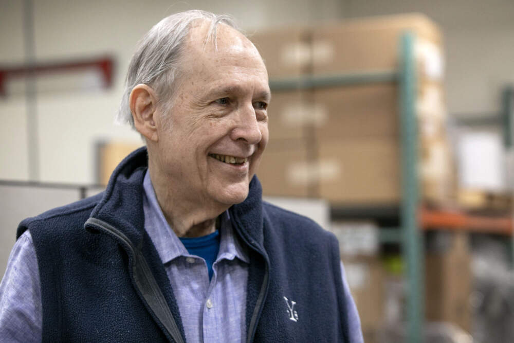 George Howell at the George Howell Coffee roastery in Acton, Mass. (Robin Lubbock/WBUR)