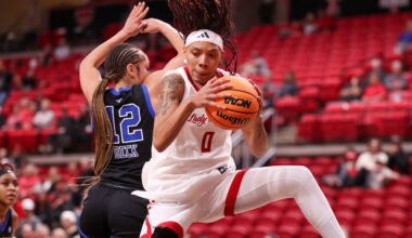 Texas Tech's Snudda Collins collects a rebound during a non-conference women's basketball game against SMU, Thursday, Nov. 13, 2025, at United Supermarkets Arena.