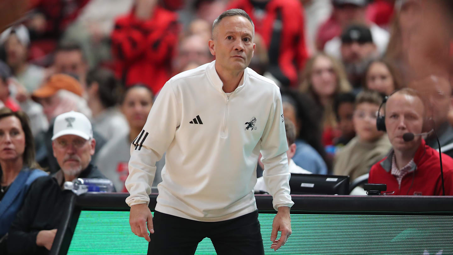 Feb 11, 2026; Lubbock, Texas, USA;  Texas Tech Red Raiders head coach Grant McCasland waits for a call in the second half of the game against the Colorado Buffaloes at United Supermarkets Arena. Mandatory Credit: Michael C. Johnson-Imagn Images