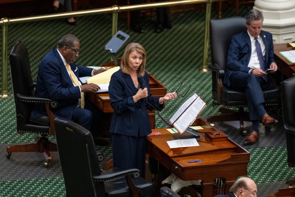 State Sen. Joan Huffman, R-Houston, on the floor of the Texas Senate in Austin on Feb. 5, 2025.