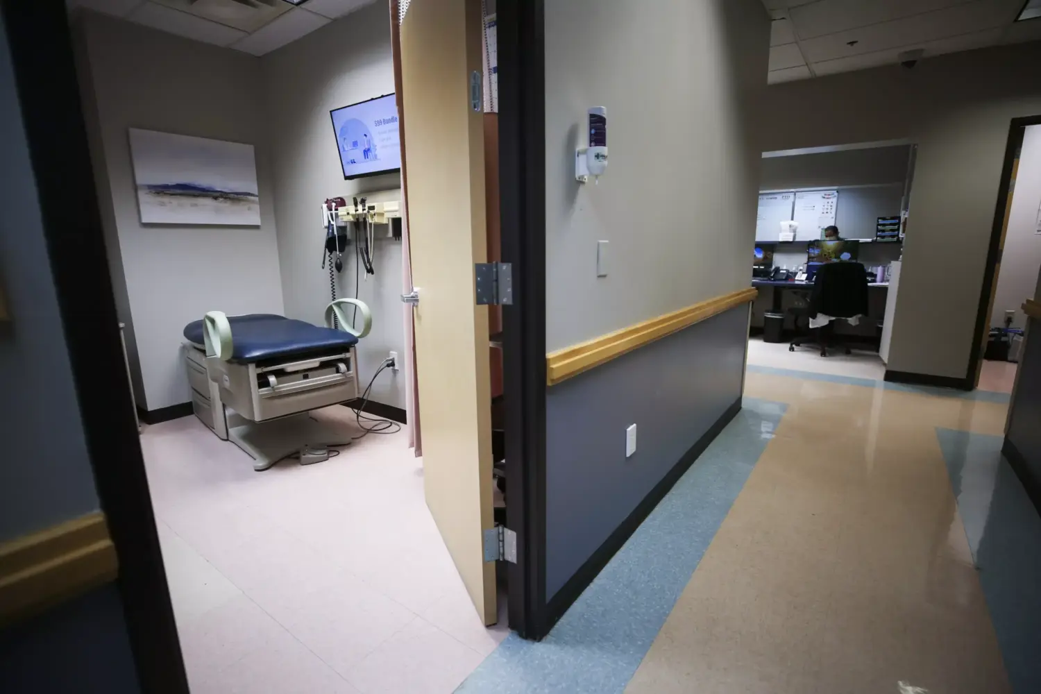 An empty exam room Friday, July 7, 2023, at LBU Community Clinic.