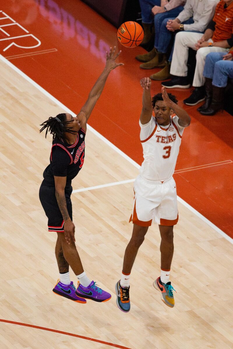 Texas forward Dailyn Swain attempts a three-pointer during the game against Georgia on Jan. 24.