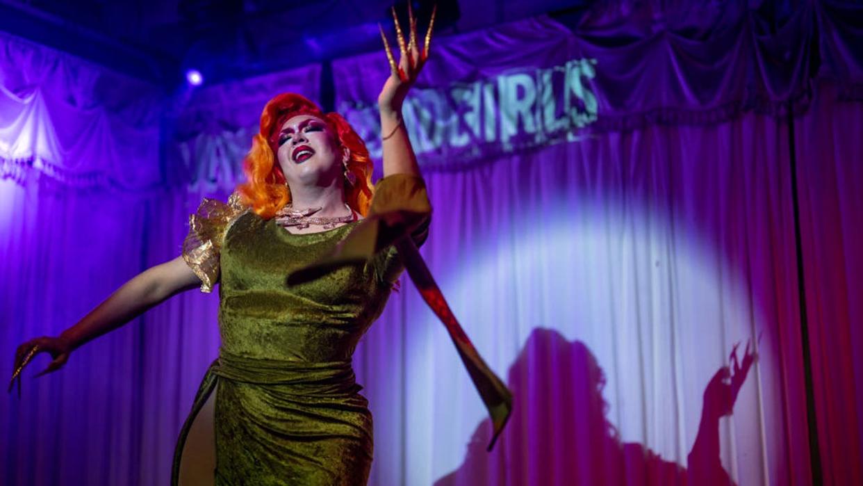 <div>AUSTIN, TEXAS - MARCH 20: A Drag Queen performs during a show at the Swan Dive nightclub on March 20, 2023 in Austin, Texas. Controversy and debate over four bills seeking to restrict Drag shows in the state of Texas intensifies as lawmakers continue their proposals. Bills SB 8, SB 12, and SB1601 are scheduled for a hearing this Thursday. (Photo by Brandon Bell/Getty Images)</div>