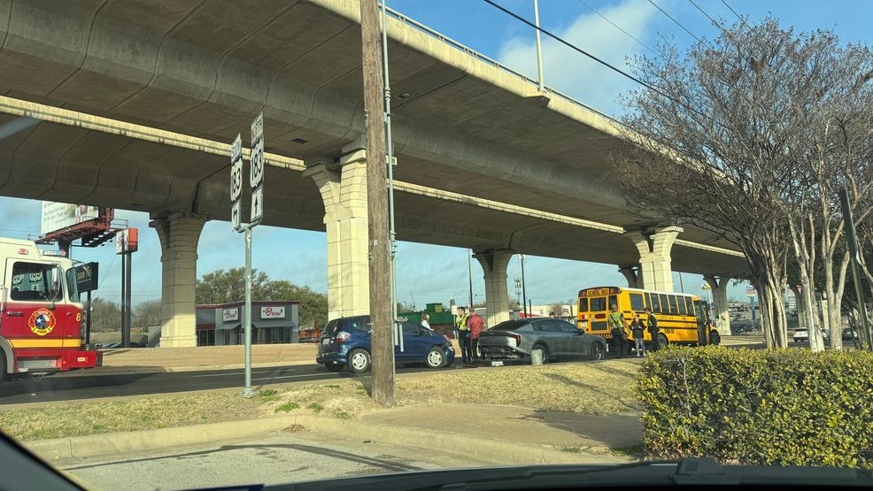 An Austin ISD bus was involved in a minor collision with multiple vehicles in north Austin Wednesday morning, district officials said. (Photo: CBS Austin)