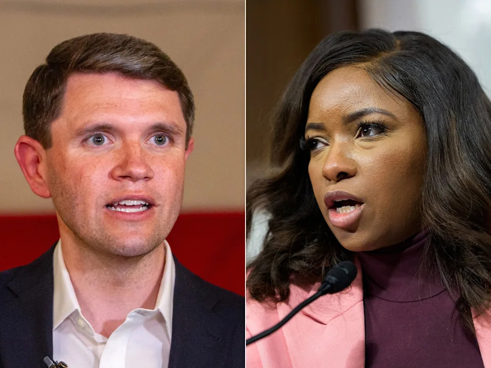 Alberto Silva Fernandez/Getty Images | Aaron Schwartz/Getty Images - PHOTO: Democratic Texas State Rep. James Talarico speaks to members of the media on Feb. 21, 2026, in El Paso, Texas. | Rep. Jasmine Crockett participates in a public forum on Capitol Hill, on Feb. 3, 2026, in Washington, D.C.