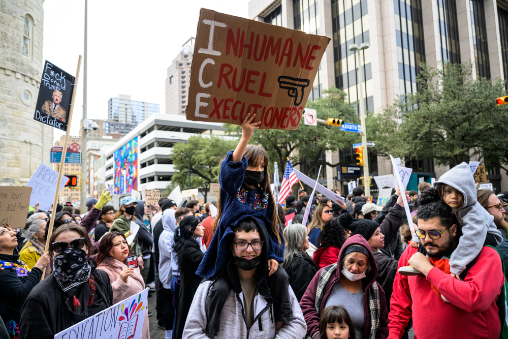 Everyone we saw taking to San Antonio's streets during Friday's ICE Out protest