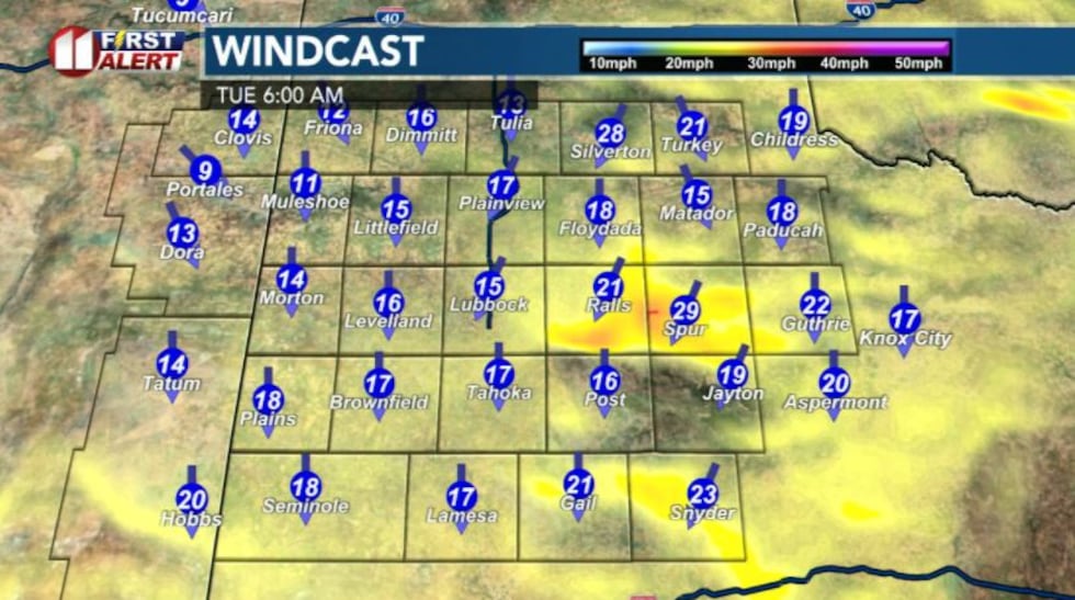 Windcast Tuesday morning