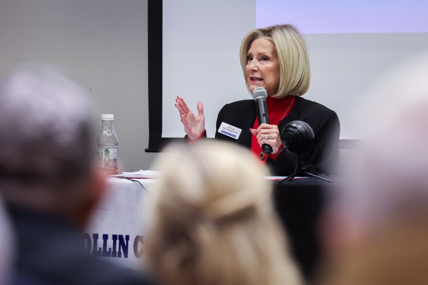Keresa Richardson, candidate for Texas House District 61, answers questions during he Republican Primary Debates Tuesday, Jan. 9, 2024, at Collin College in McKinney.
