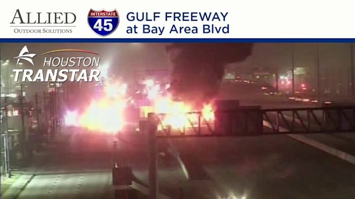 Multiple lanes on I-45 at Bay Area shut down due to heavy truck fire