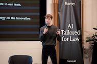 Winston Weinberg, founder and CEO of Harvey, speaks at an event. Harvey, based in San...