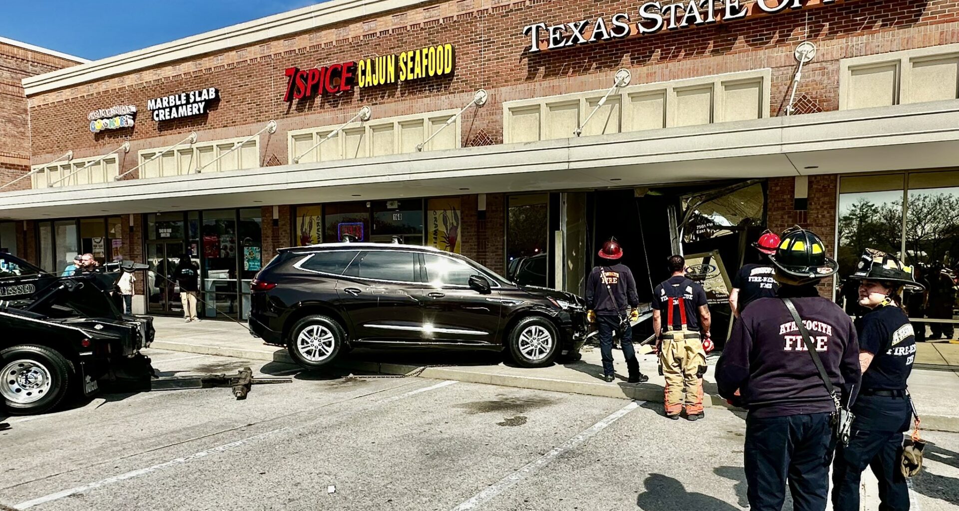 7 treated after vehicle crashes into Atascocita optometry business