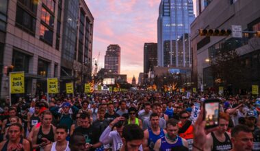 A surveillance camera is seen in the median of West Cesar Chavez Street at Lavaca Street next to Austin City Hall on Wednesday, Feb. 11, 2026.