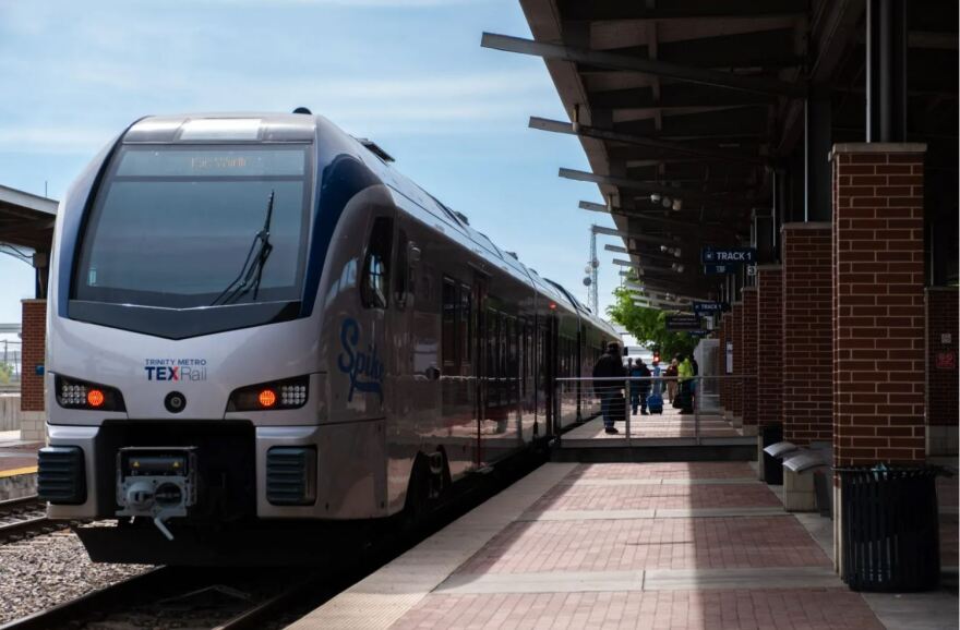 Residents aboard the TEXRail train at the Fort Worth Central Station March 29, 2024.