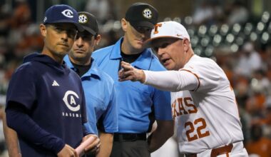 Texas vs UC Davis baseball delayed by Saturday storms in Austin