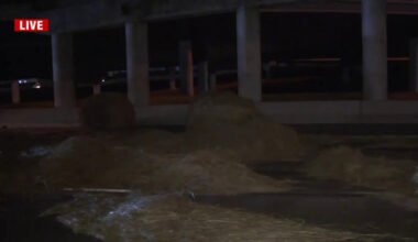 Southwest Freeway at SH-288 reopens after hours-long hay bales spill