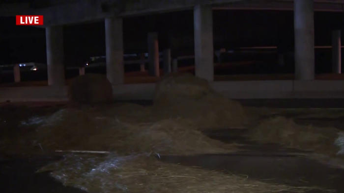 Southwest Freeway at SH-288 reopens after hours-long hay bales spill