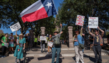 Students protest ICE at Austin City Hall, Texas Capitol; see photos