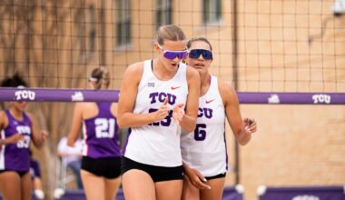 Anhelina Khmil celebrating at Purple & White scrimmage