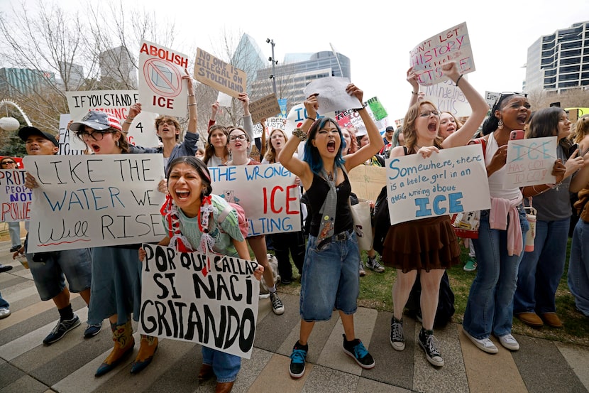 High School students including junior Paola Ramirez (second from left) and sophomore Jada...
