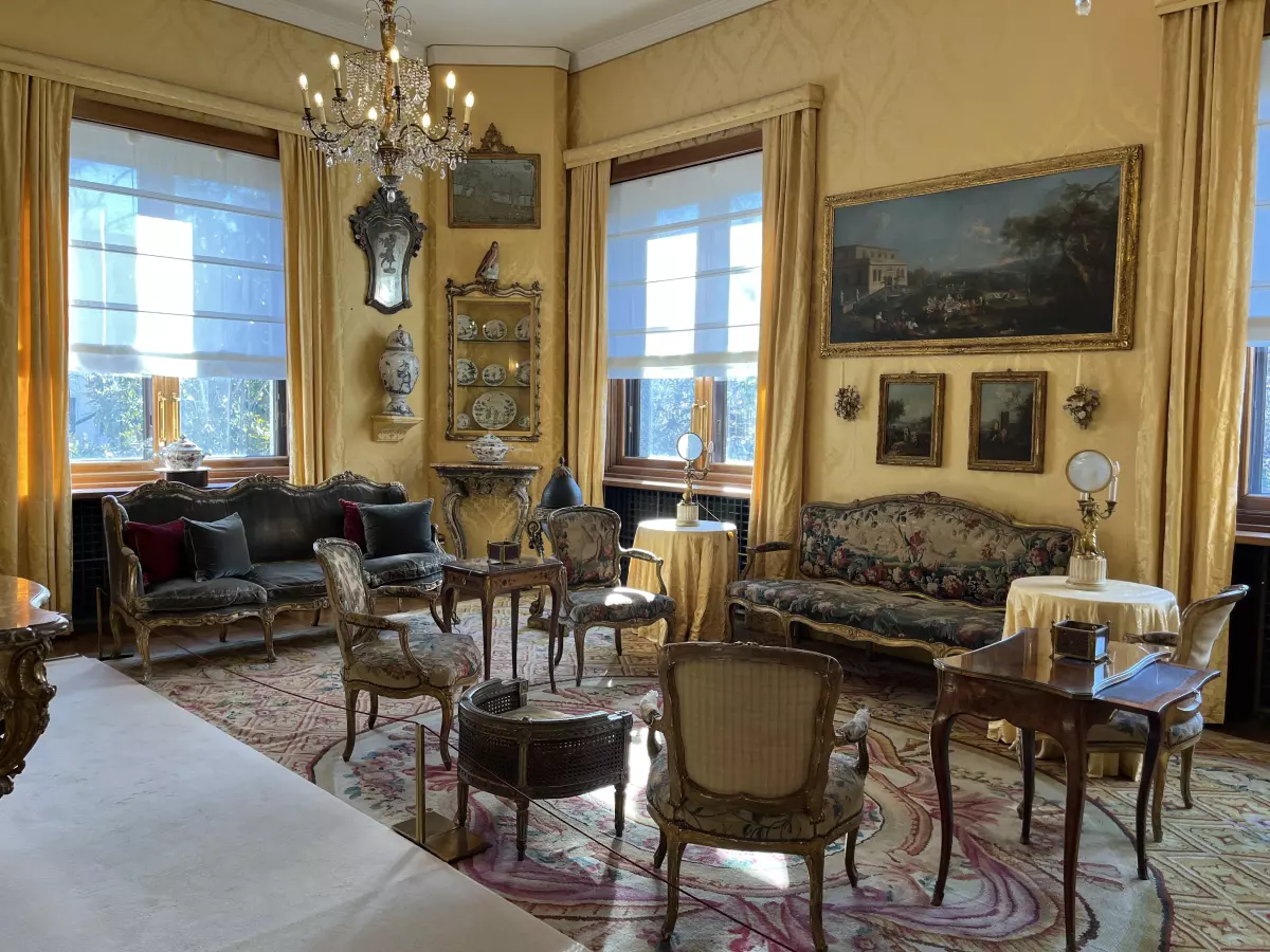 Art on display inside the Villa Necchi.