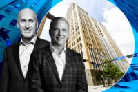 AT&T CEO John Stankey and NexPoint's James Dondero with 308 South Akard Street in AT&T Discovery District in downtown Dallas