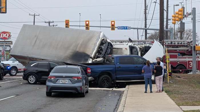 Bill Miller Bar-B-Q truck hit by SAFD truck responding to call on West Side, SAPD says