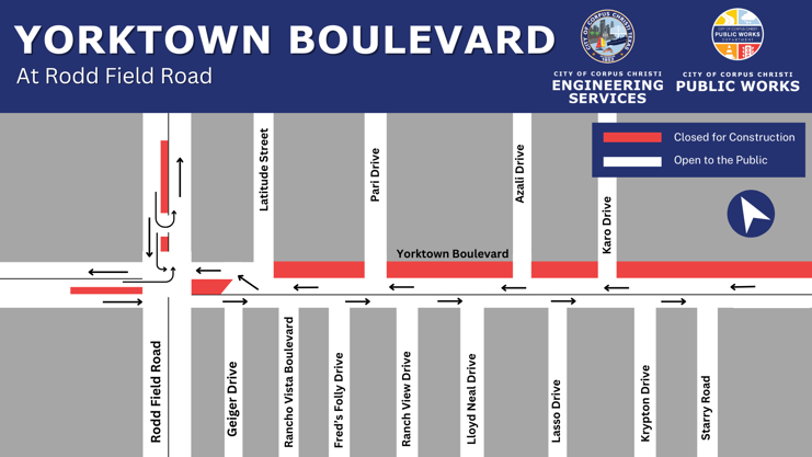 Map showing closures on Yorktown.
