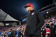 FC Dallas head coach Eric Quill looks out on the field before Game 2 in the first round of...
