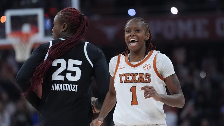 Texas guard Bryanna Preston (1) reacts to a score against...