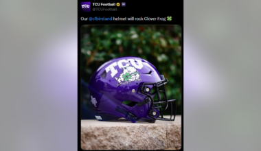 TCU football unveils special helmet for upcoming Ireland game