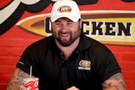 Texas-born singer-songwriter Koe Wetzel sports a Texas-sized smile for the cameras before he...
