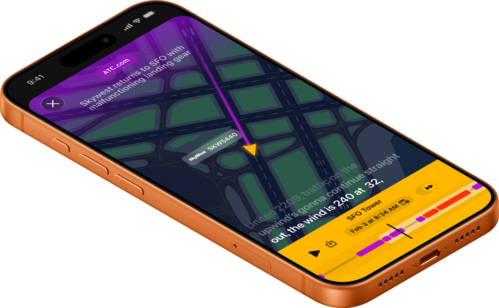 ATC app on iPhone sample event notification