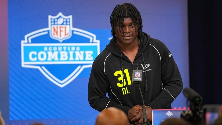 Texas Tech defensive lineman David Bailey (31) speaks during a...