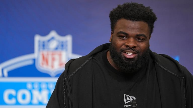 Texas Tech defensive lineman Lee Hunter (15) speaks during a...