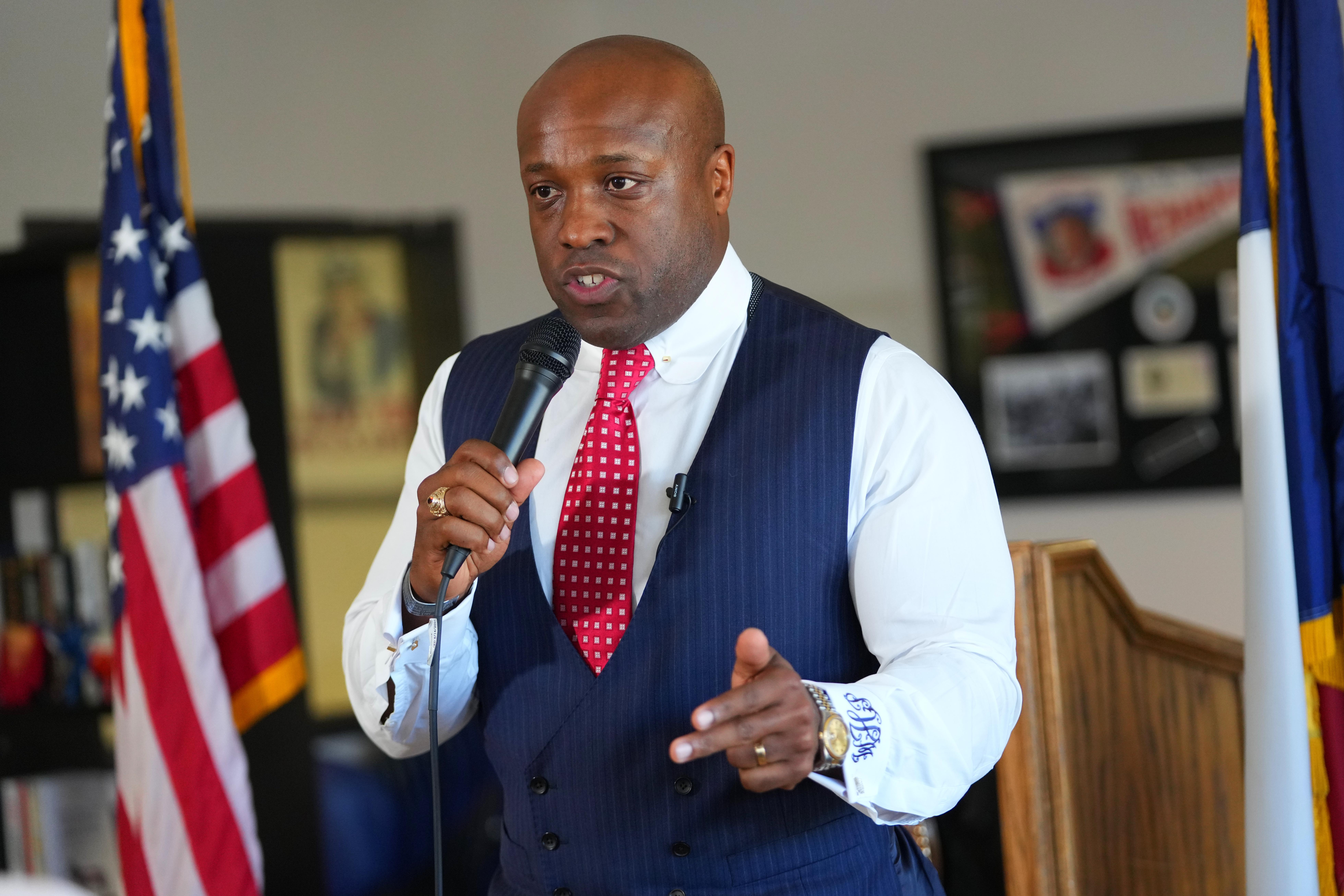 U.S. Rep. Wesley Hunt, R-Texas, speaks at a campaign event,...