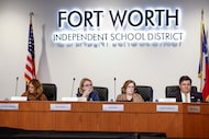 The Fort Worth ISD school board listens to public comment during a special school board...