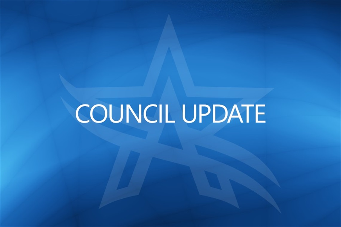Council Update text with City of Arlington star in the background