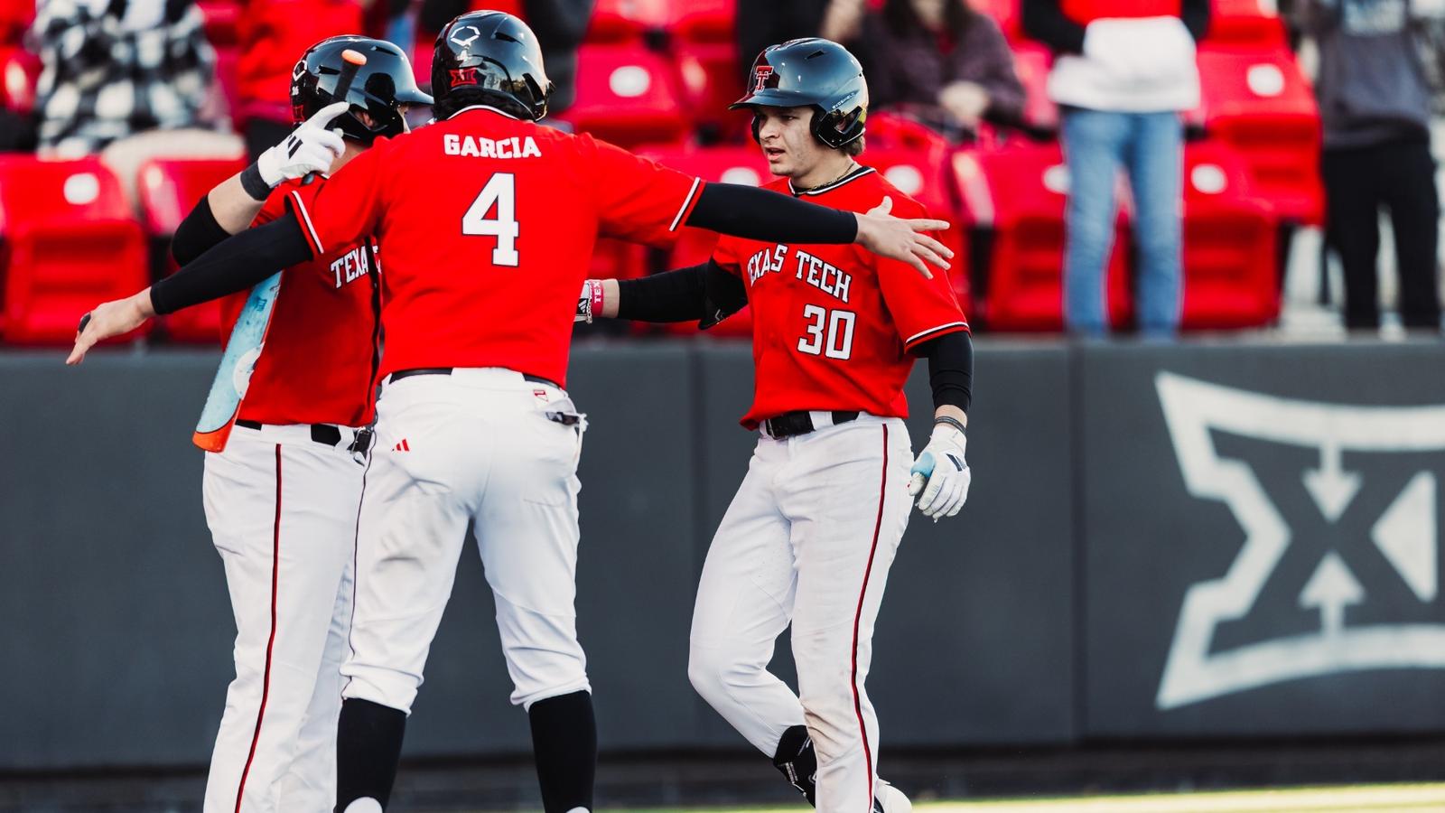 Texas Tech Freshman SS Linkin Garcia lets out a roar on a home run during the Red Raiders 21-12 marathon win over UTRGV Tuesday night in Edinburg. The home runs were the first two of the season by a Red Raider and the first two of Garcia's career.