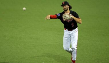 Xavier Perez high fives third-base coach Kyle Cheeseborough as he rounds the bases.