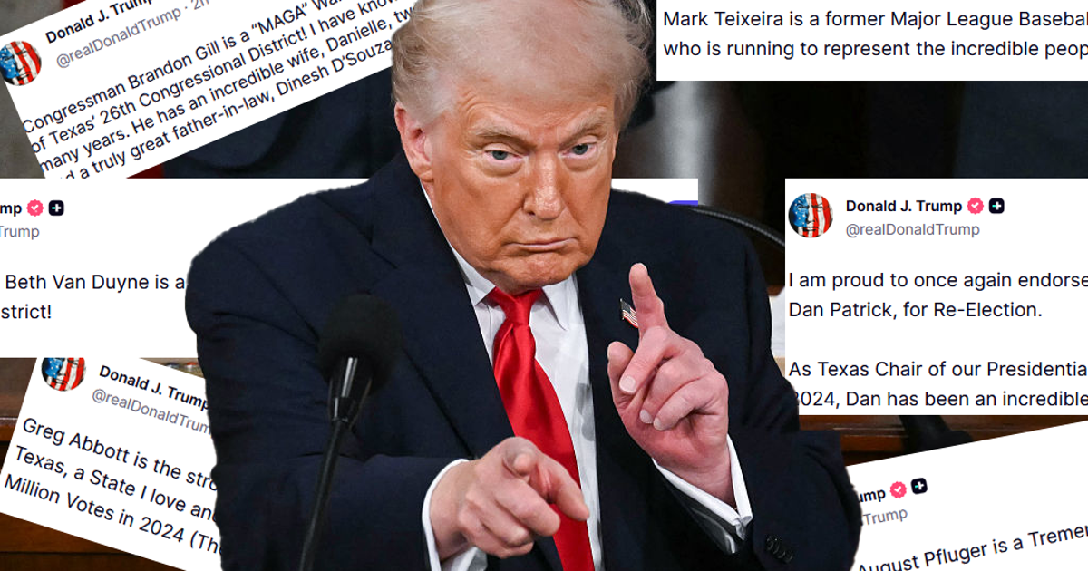 Trump launches flurry of endorsements en route to Texas visit