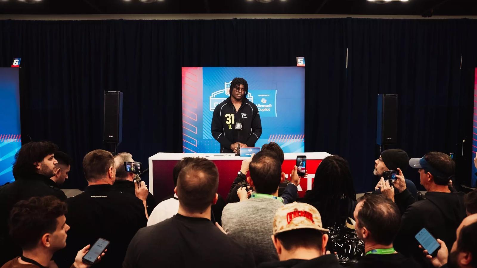 Graphic highlighting linebacker Corey Platt Jr. for the TexasTech+ "I Am" series presented by PlainsCapital Bank.