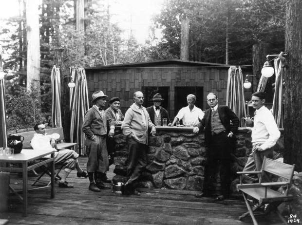 Grove attendees wait for a drink at a Bohemian Grove bar in 1929. (Courtesy of the Sonoma County Library)