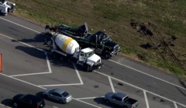 Concrete mixer involved in rollover crash in northeast Houston, officials say