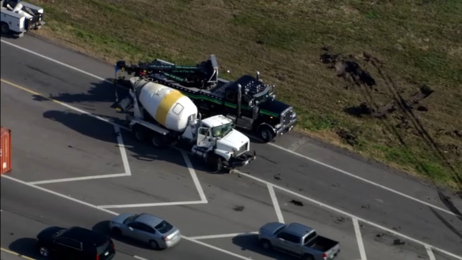 Concrete mixer involved in rollover crash in northeast Houston, officials say
